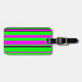 Hot-roze zwarte kleurrijke strippatroon bagagelabel (Voorkant horizontaal)