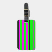 Hot-roze zwarte kleurrijke strippatroon bagagelabel (Voorkant verticaal)