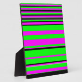 Hot-roze zwarte kleurrijke strippatroon fotoplaat (Zijkant)