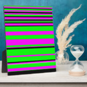 Hot-roze zwarte kleurrijke strippatroon fotoplaat (Zijkant)