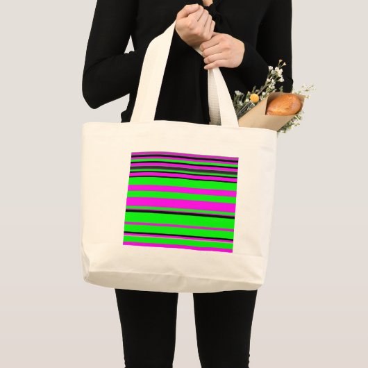 Hot-roze zwarte kleurrijke strippatroon grote tote bag (Voorkant (product))
