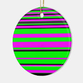 Hot-roze zwarte kleurrijke strippatroon keramisch ornament (Links)