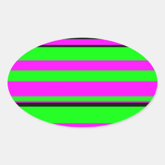 Hot-roze zwarte kleurrijke strippatroon ovale sticker