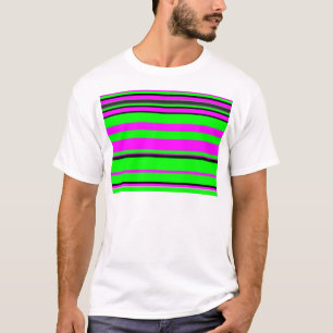 Hot-roze zwarte kleurrijke strippatroon t-shirt