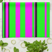 Hot-roze zwarte kleurrijke strippatroon theedoek (Gevouwen)