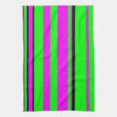 Hot-roze zwarte kleurrijke strippatroon theedoek (Verticaal)