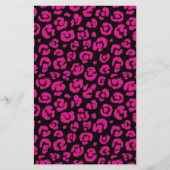 Hot-roze zwarte-luipaard afdrukken briefpapier (Voorkant)
