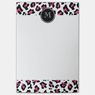 Hot-roze zwarte luipaard Dierafdrukken met Monogra Post-it® Notes