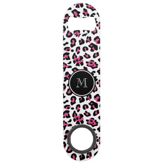 Hot-roze zwarte luipaard Dierafdrukken met Monogra Speed Flessenopener (Achterkant)