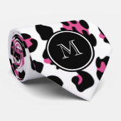 Hot-roze zwarte luipaard Dierafdrukken met Monogra Stropdas (Opgerold)