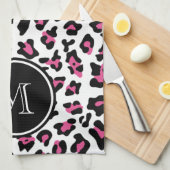 Hot-roze zwarte luipaard Dierafdrukken met Monogra Theedoek (Quarter Fold)