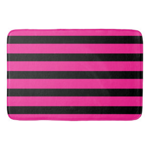 Hot Roze & Zwarte Mode Streep Strepen Badmat