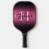 Hot-roze zwarte rand Ombre Monogramma Pickleball Paddle (Voorkant)