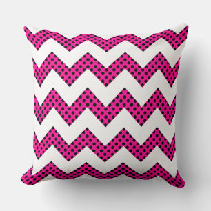 Hot-roze zwarte Stippen Chevron Decorative Pillow Kussen