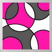 Hot-roze zwarte witte Abstracte cirkels Poster (Voorkant)