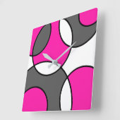 Hot-roze zwarte witte Abstracte cirkels Vierkante Klok (Hoek)