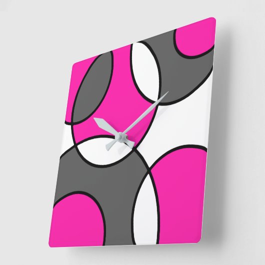 Hot-roze zwarte witte Abstracte cirkels Vierkante Klok (Hoek)
