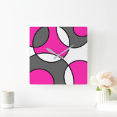 Hot-roze zwarte witte Abstracte cirkels Vierkante Klok (Huis)