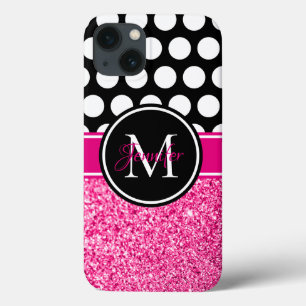 Hot-roze zwarte witte pooldop monogram Case-Mate iPhone case
