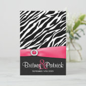 Hot-roze zwarte witte Zebra Kaart (Staand voorkant)