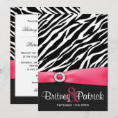 Hot-roze zwarte witte Zebra Kaart (Voorkant / Achterkant)