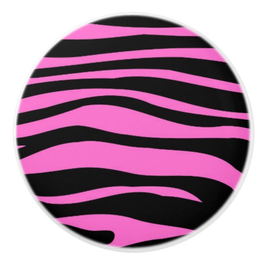 Hot-roze zwarte Zebra - Dierenprinter Keramische Knop (Voorkant)