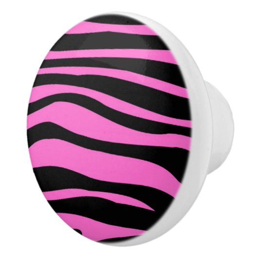 Hot-roze zwarte Zebra - Dierenprinter Keramische Knop (Rechts)