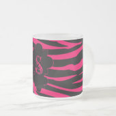 Hot Roze Zwarte Zebra Frosted Glass Coffee Mok Cup (Voorkant rechts)