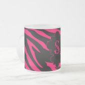 Hot Roze Zwarte Zebra Frosted Glass Coffee Mok Cup (Voorkant links)