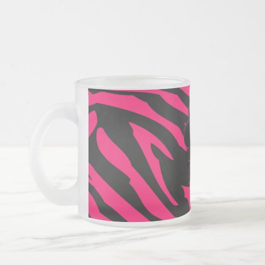 Hot Roze Zwarte Zebra Frosted Glass Coffee Mok Cup (Links)