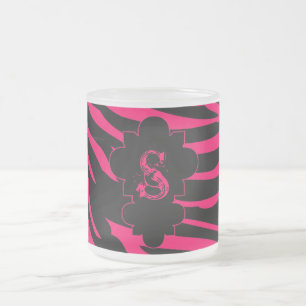 Hot Roze Zwarte Zebra Frosted Glass Coffee Mok Cup