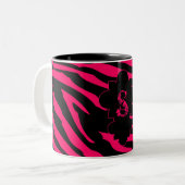 Hot Roze Zwarte Zebra Print Dierlijke Koffie Mok C (Voorkant links)