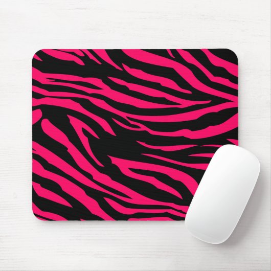 Hot Roze Zwarte Zebra Print Gepersonaliseerde Mous Muismat (Met muis)