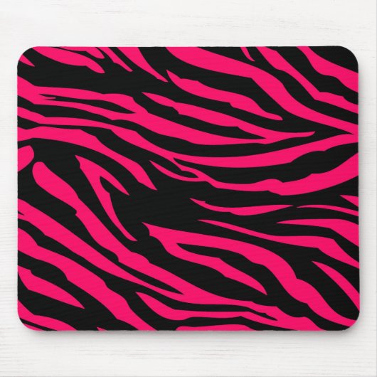 Hot Roze Zwarte Zebra Print Gepersonaliseerde Mous Muismat (Voorkant)