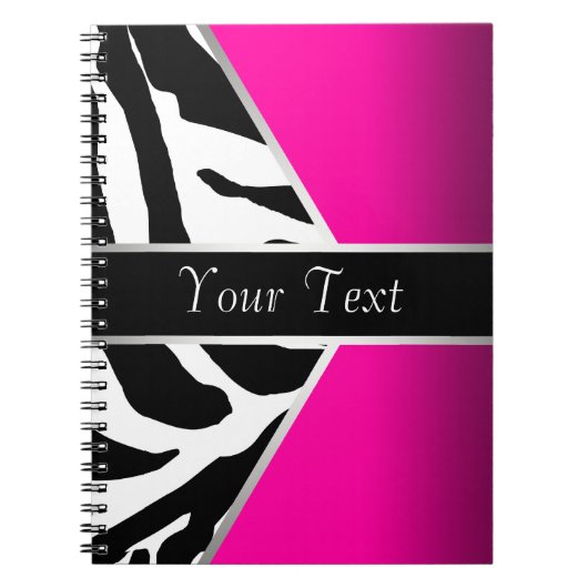 Hot Roze Zwarte Zebra Spiral Notitieboek (Voorkant)