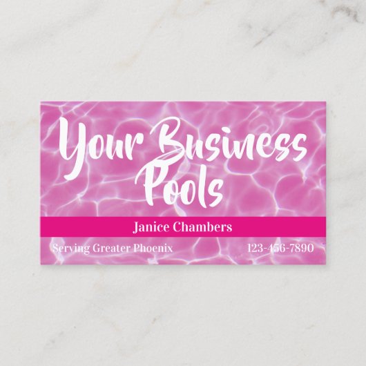 Hot roze zwembad foto visitekaartje (Voorkant)