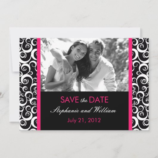 Hot-roze zwenkfoto Opslaan datum Save The Date (Voorkant)