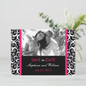 Hot-roze zwenkfoto Opslaan datum Save The Date (Staand voorkant)