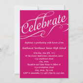 Hot-roze Zwirband script Afstuderen Kaart (Achterkant)