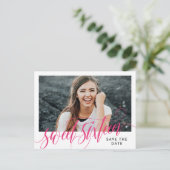 Hot-roze Zwittig Zestien sparen de datum Briefkaart (Staand voorkant)