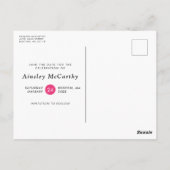 Hot-roze Zwittig Zestien sparen de datum Briefkaart (Achterkant)