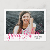 Hot-roze Zwittig Zestien sparen de datum Briefkaart (Voorkant)