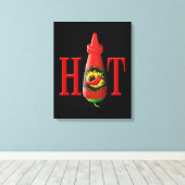 Hot Sauce Bottle Canvas Afdruk (Insitu (Houten vloer))