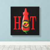 Hot Sauce Bottle Canvas Afdruk (Insitu (Houten vloer))