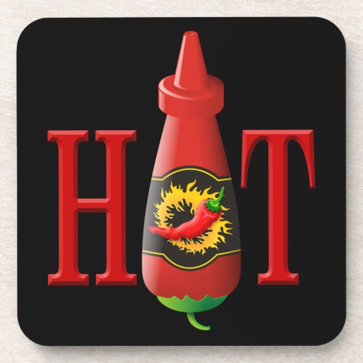 Hot Sauce Bottle Drankjes Onderzetter (Voorkant)