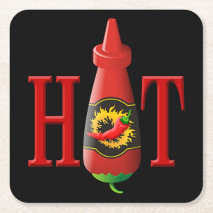 Hot Sauce Bottle Kartonnen Onderzetters