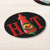 Hot Sauce Bottle Ronde Kartonnen Onderzetter (Gebogen)