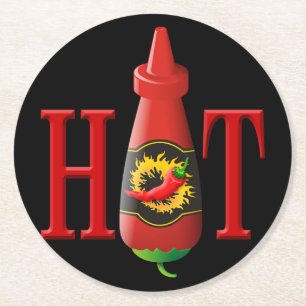 Hot Sauce Bottle Ronde Kartonnen Onderzetter
