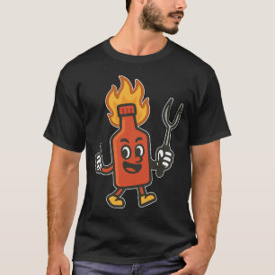 Hot Sauce Hero BBQ Mascot Ontwerp T-shirt