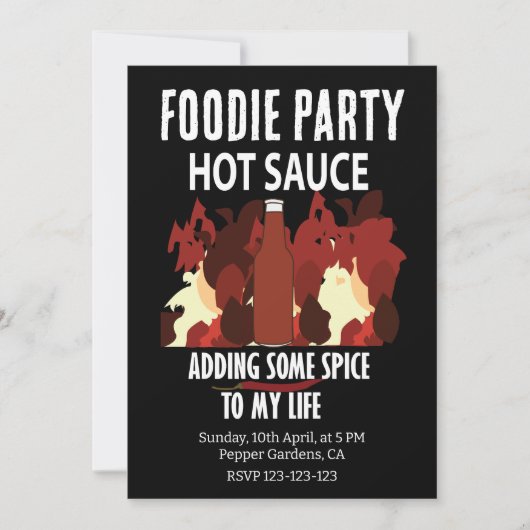 Hot Sauce Ketchup Fire Red Chili Pepper Party Kaart (Voorkant)
